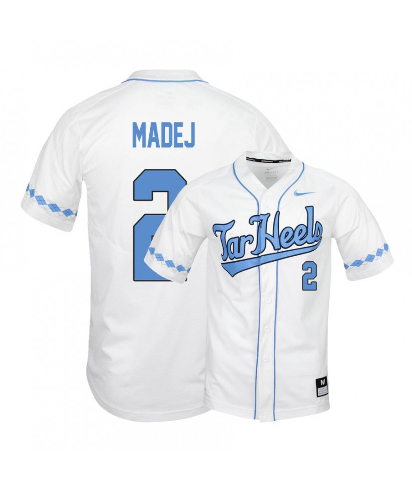 Men's North Carolina Tar Heels #2 Mikey Madej Nike White 2020 Tar Heels Baseball Jersey