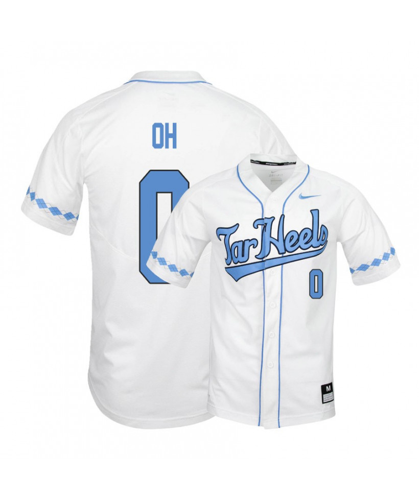 Men's North Carolina Tar Heels #0 Michael Oh Nike White 2020 Tar Heels Baseball Jersey