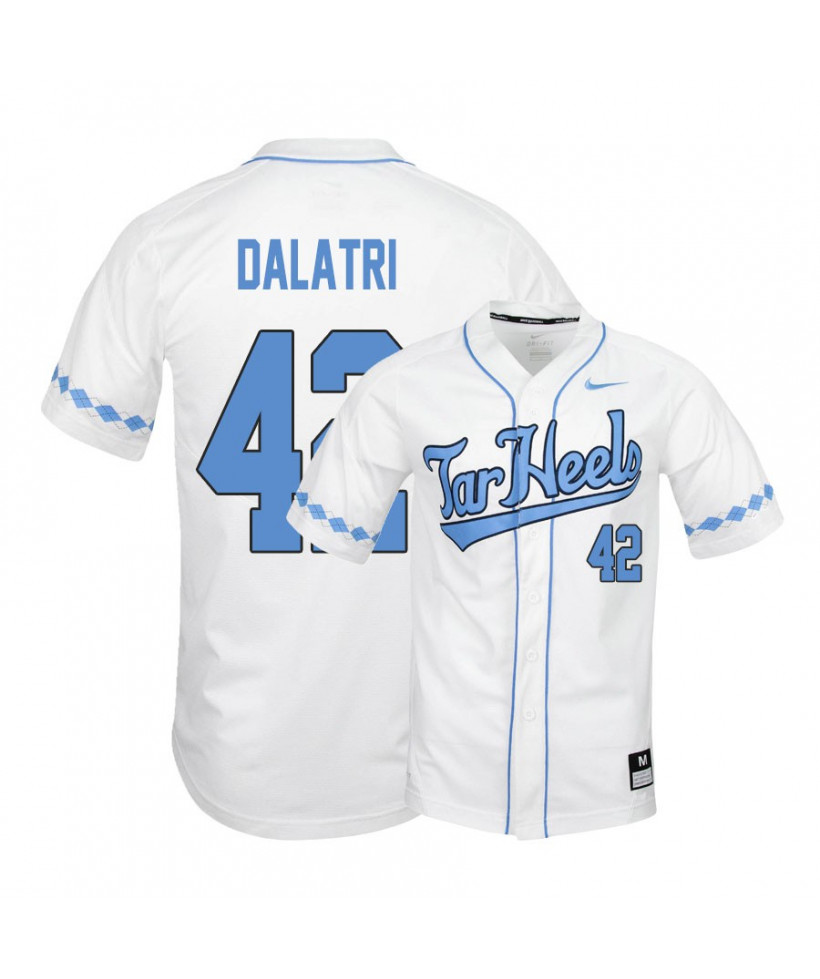 Men's North Carolina Tar Heels #42 Gianluca Dalatri Nike White 2020 Tar Heels Baseball Jersey