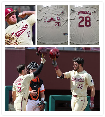 Mens Youth Florida State Seminoles Custom Nike Cream Two-Button Pullover Baseball Jersey