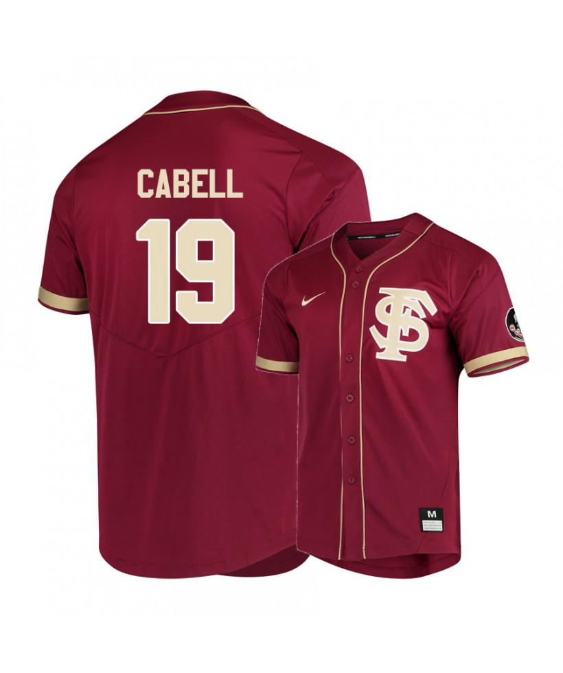 Men's Florida State Seminoles #19 Elijah Cabell Nike Scarlet Fs Baseball Jersey
