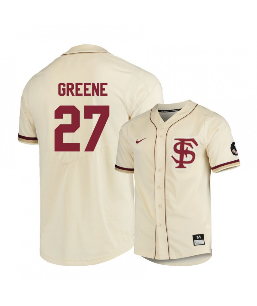 Men's Florida State Seminoles #27 Jackson Greene Nike Cream Fs Baseball Jersey