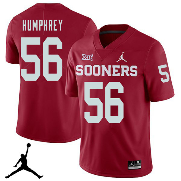 Men's Oklahoma Sooners #56 Creed Humphrey Crimson Game Jordan College Football Jersey