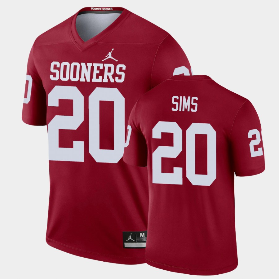 Men's Oklahoma Sooners #20 Billy Sims Crimson Jordan College Game Football Jersey