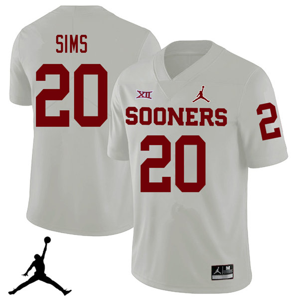 Men's Oklahoma Sooners #20 Billy Sims White Jordan College Game Football Jersey