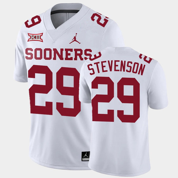 Men's Oklahoma Sooners #29 Rhamondre Stevenson White Game Jordan College Football Jersey