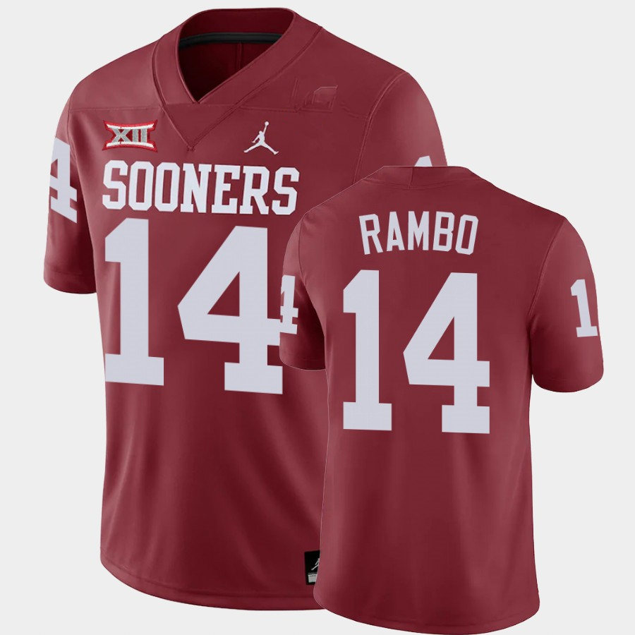 Men's Oklahoma Sooners #14 Charleston Rambo Crimson Game Jordan College Football Jersey
