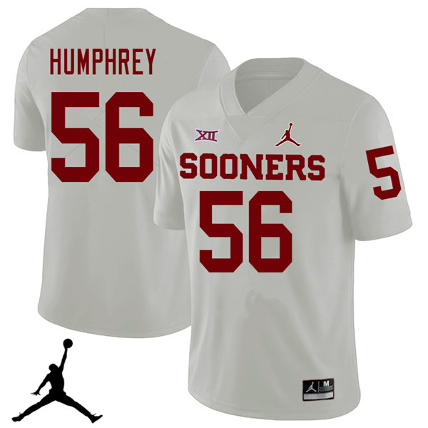 Men's Oklahoma Sooners #56 Creed Humphrey White Game Jordan College Football Jersey