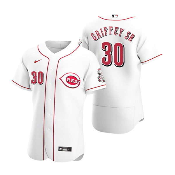 Men's Cincinnati Reds Retired Player #30 Ken Griffey Jr.. Nike White Home Flex Base Player Jersey