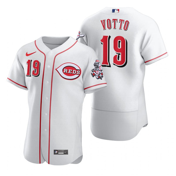 Men's Cincinnati Reds #19 Joey Votto Nike White Home Flex Base Player Jersey