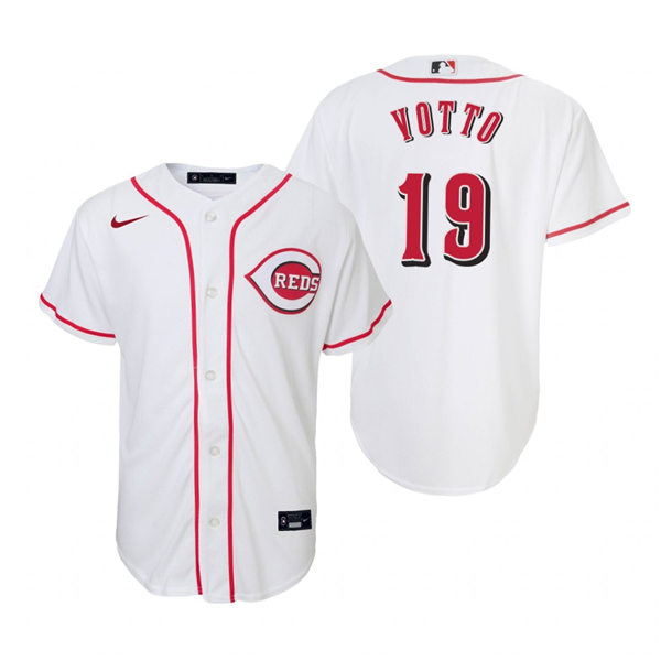 Youth Cincinnati Reds #19 Joey Votto Nike White Jersey