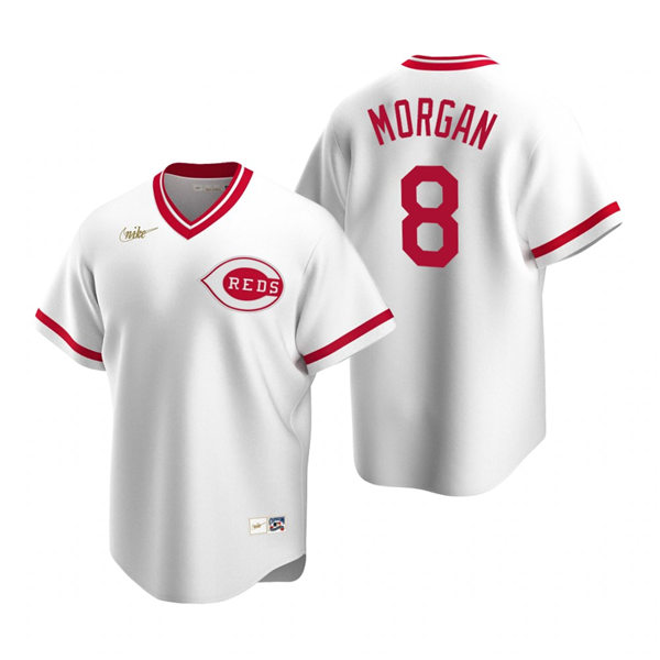 Women's Cincinnati Reds Retired Player #8 Joe Morgan Nike White Cooperstown Collection Jersey