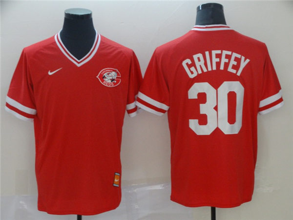 Women's Cincinnati Reds Retired Player #30 Ken Griffey Jr. Nike 1990's Scarlet Cooperstown Collection Jersey