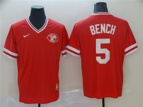 Women's Cincinnati Reds Retired Player #5 Johnny Bench Nike 1990's Scarlet Cooperstown Collection Jersey