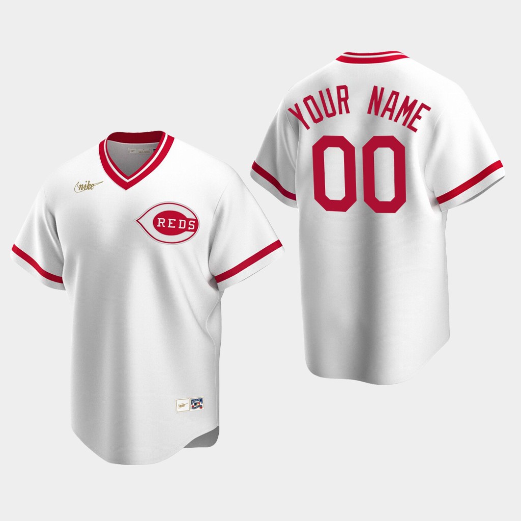 Men's Cincinnati Reds Custom Nike White Home Cooperstown Collection Jersey