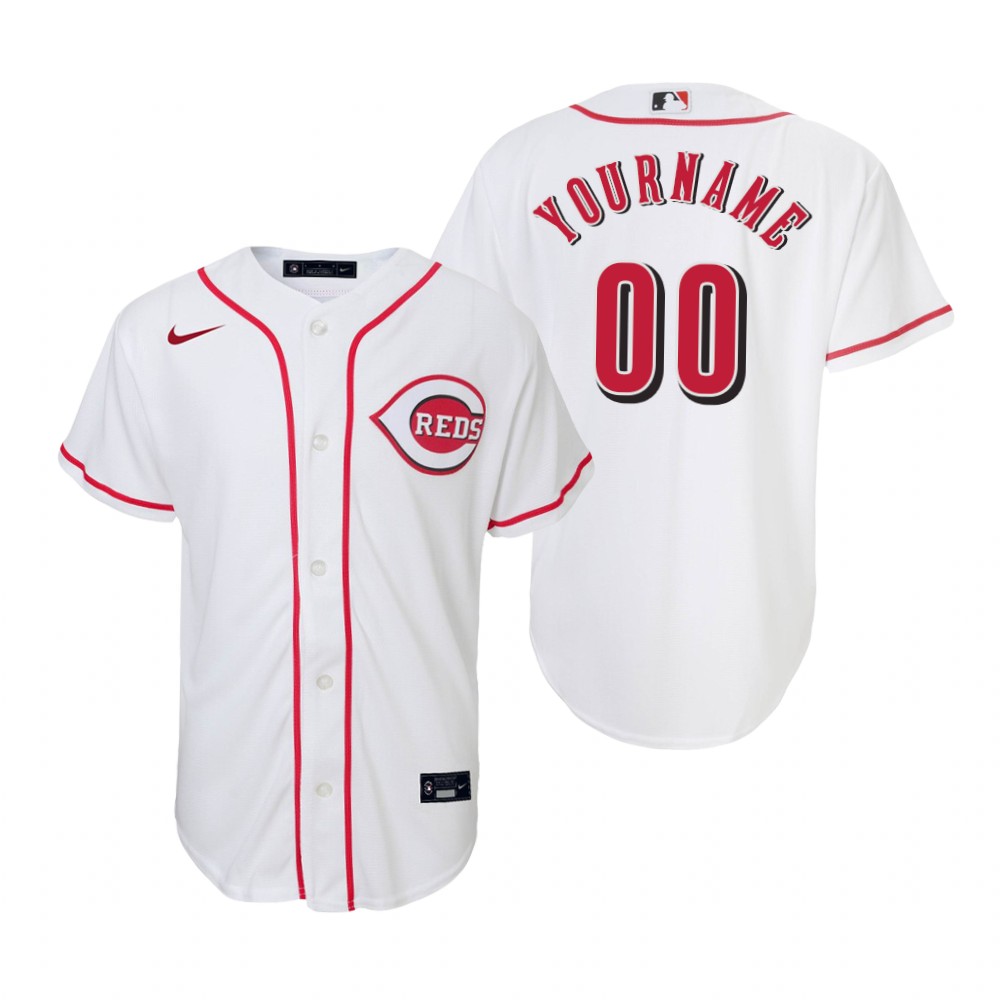 Youth Cincinnati Reds Custom Nike White Jersey