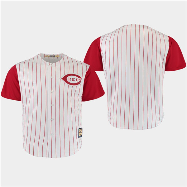 Men's Cincinnati Reds Custom Majestic White Red Throwback 1995 Cooperstown Jersey