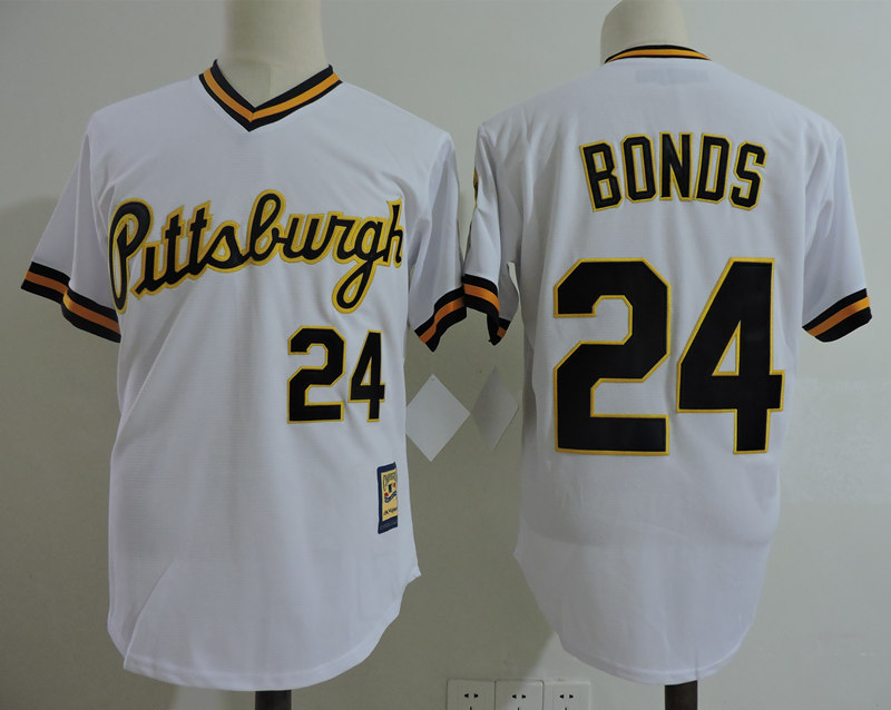Men's Pittsburgh Pirates #24 Barry Bonds White Pullover Cooperstown Throwback Jersey