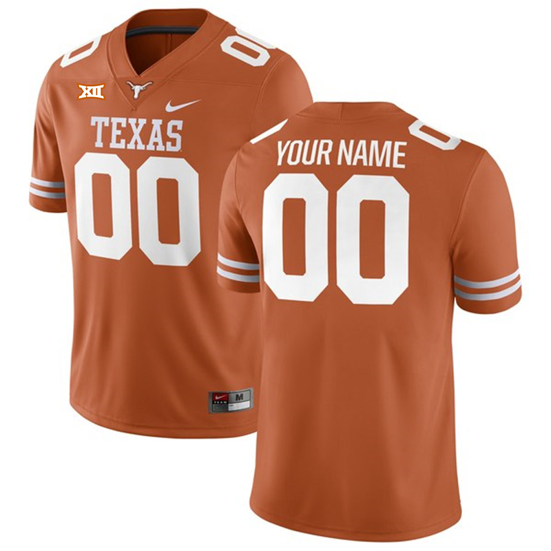 Youth Texas Longhorns Custom Nike Orange College Football Jersey