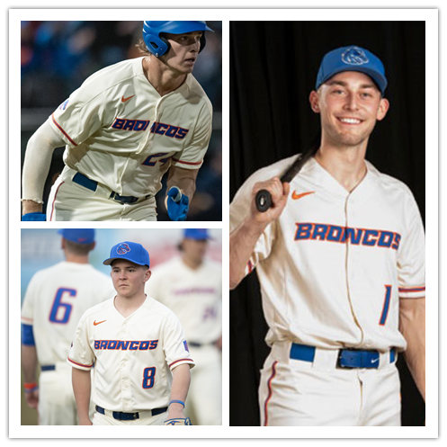 Mens Youth Boise State Broncos Custom 2020 Nike Cream College Baseball Jersey 