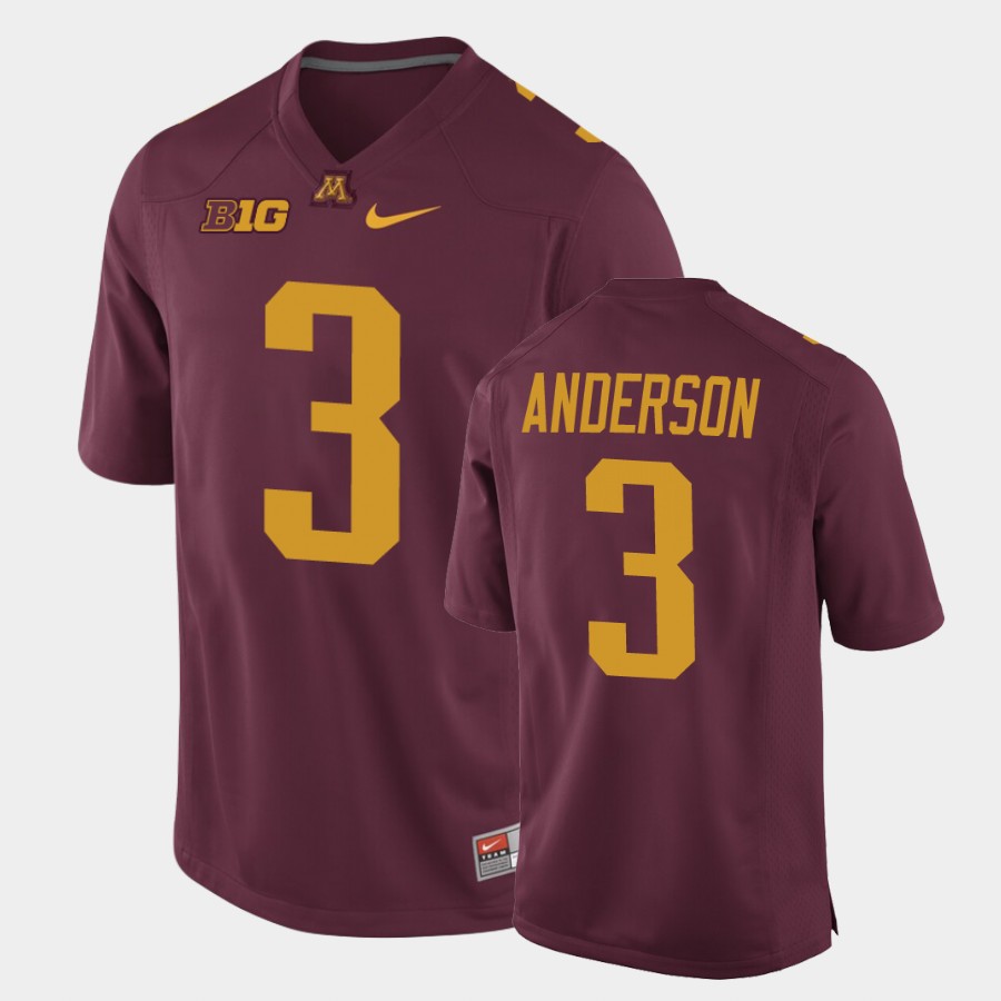 Men's Minnesota Golden Gophers #3 MJ Anderson Nike Maroon College Football Jersey
