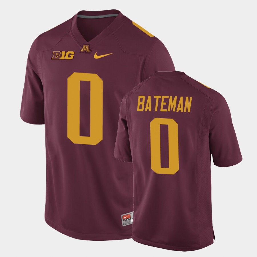 Men's Minnesota Golden Gophers #0 Rashod Bateman Nike Maroon College Football Jersey Men's Minnesota Golden Gophers #0 Rashod Bateman Nike Maroon College Football Jersey