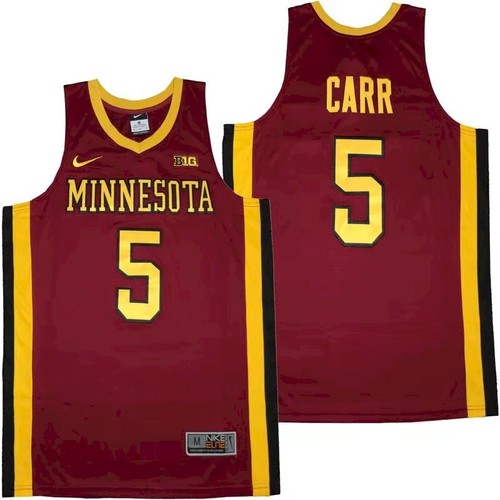 Men's Minnesota Golden Gophers #5 Marcus Carr Nike Maroon Alumni College Basketball Jersey