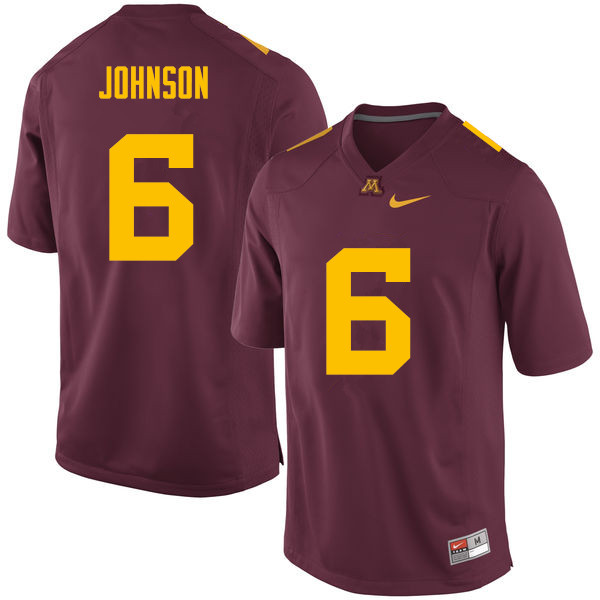Men's Minnesota Golden Gophers #6 Tyler Johnson Nike Maroon College Football Jersey