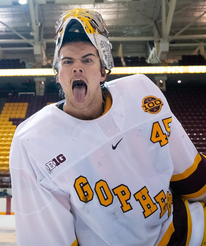 Men's Minnesota Golden Gophers #45 Jack LaFontaine Nike 100th Season White Gold Retro College Hockey Jersey