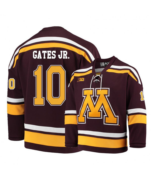 Men's Minnesota Golden Gophers #10 Brent Gates Jr. Nike Maroon College Hockey Jersey