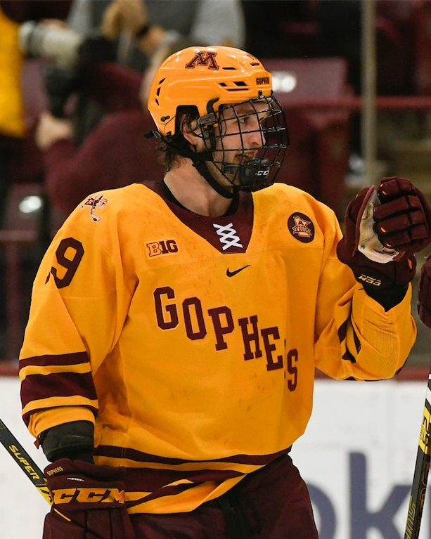 Men's Minnesota Golden Gophers #9 Sammy Walker Nike 2019 Gold Gophers Hockey Jersey