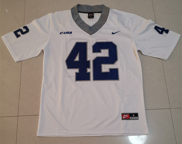 Men's Middle Tennessee State Blue Raiders #42 Cody Smith Nike White Grey Neck College Football Jersey