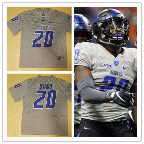 Men's Middle Tennessee State Blue Raiders Custom Nike Grey College Football Jersey