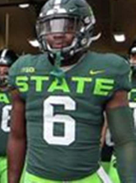 Men's Michigan State Spartans #6 Theo Day Nike 2020 ALTERNATE Neon Green College Football Jersey
