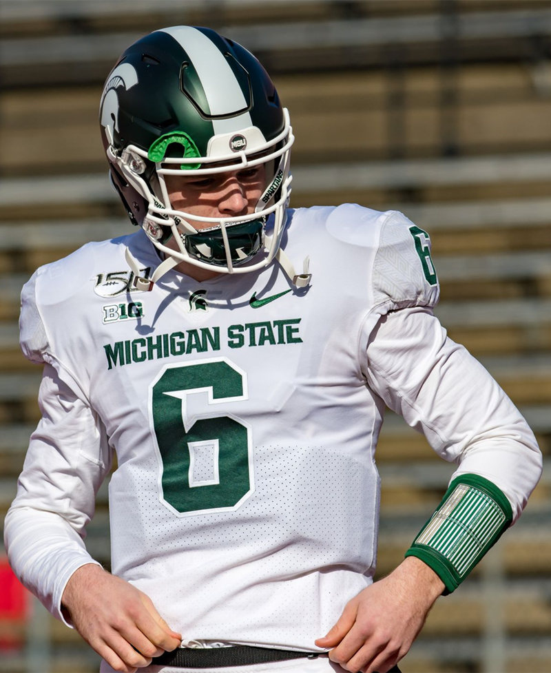 Men's Michigan State Spartans #6 Theo Day Nike White College Game Football Jersey