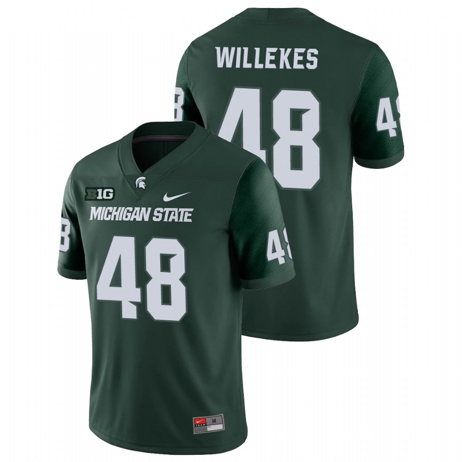Men's Michigan State Spartans #48 Kenny Willekes Nike Green College Game Football Jersey