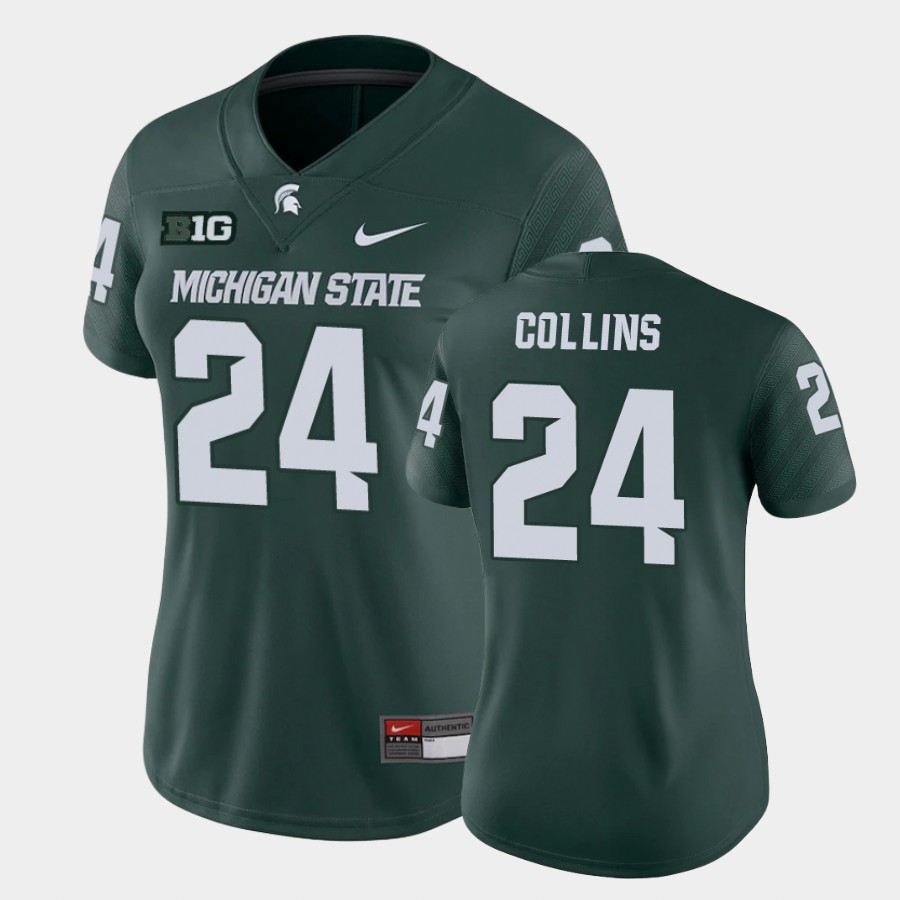 Women's Michigan State Spartans #24 Elijah Collins Nike Green College Game Football Jersey