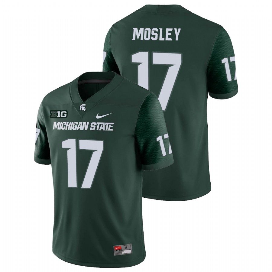 Men's Michigan State Spartans #17 Tre Mosley Nike Green College Game Football Jersey