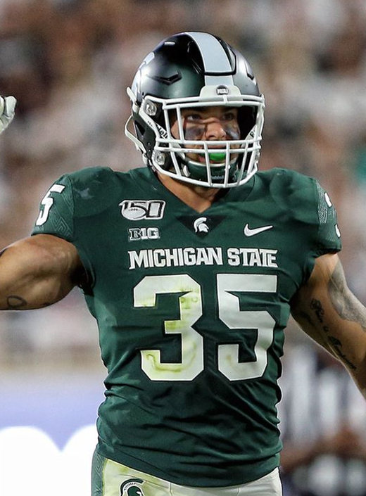 Men's Michigan State Spartans #35 Joe Bachie Jr Nike Green College Game Football Jersey