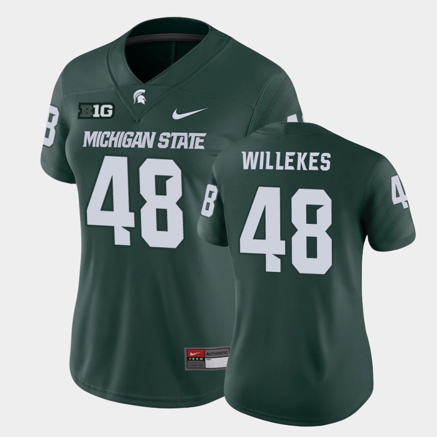 Women's Michigan State Spartans #48 Kenny Willekes Nike Green College Game Football Jersey