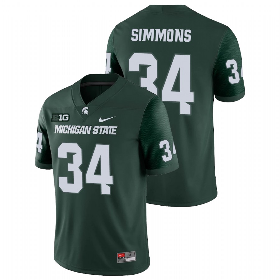 Men's Michigan State Spartans #34 Antjuan Simmons Nike Green College Game Football Jersey