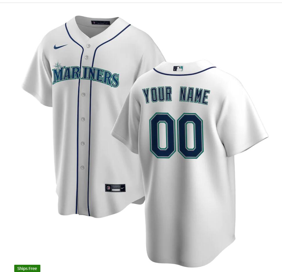 Youth Seattle Mariners Custom Nike White Home Cool Base Jersey