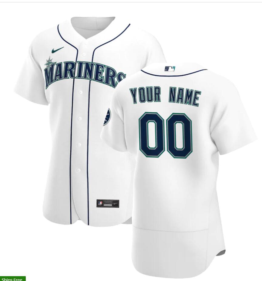 Men's Seattle Mariners Custom Nike White Home FlexBase Jersey