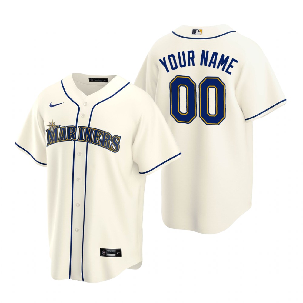 Men's Seattle Mariners Custom Nike Cream Alternate Cool Base Jersey