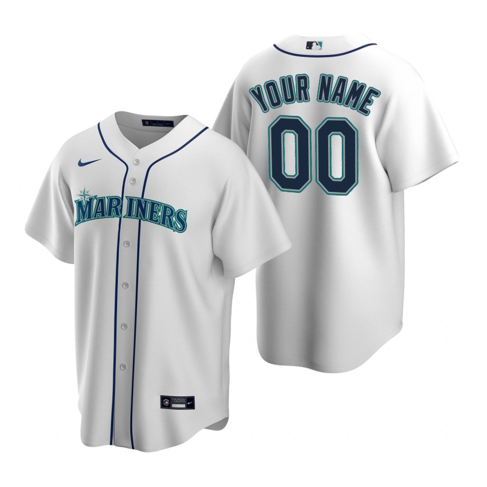 Men's Seattle Mariners Custom Nike White Home Cool Base Jersey