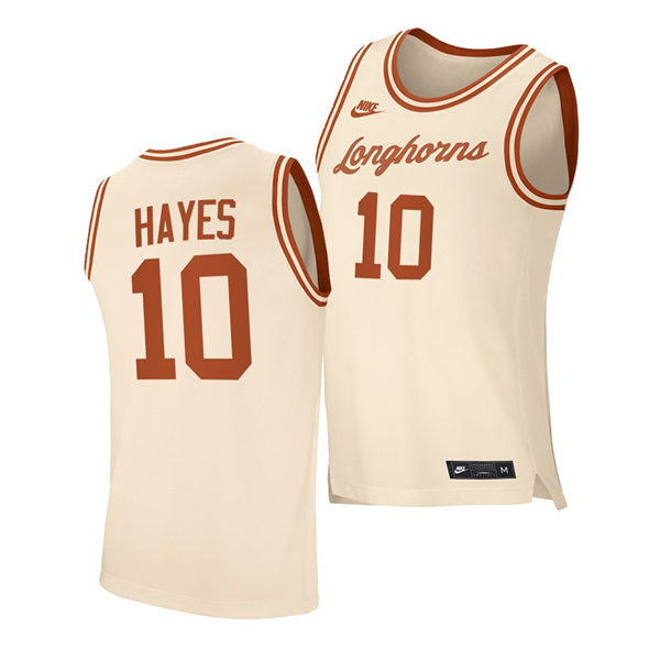 Men's Texas Longhorns #10 Jaxson Hayes Nike 2021 Cream Retro College Basketball Jersey