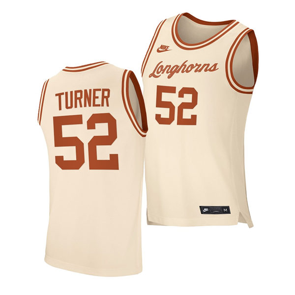 Men's Texas Longhorns #52 Myles Turner Nike 2021 Cream Retro College Basketball Jersey