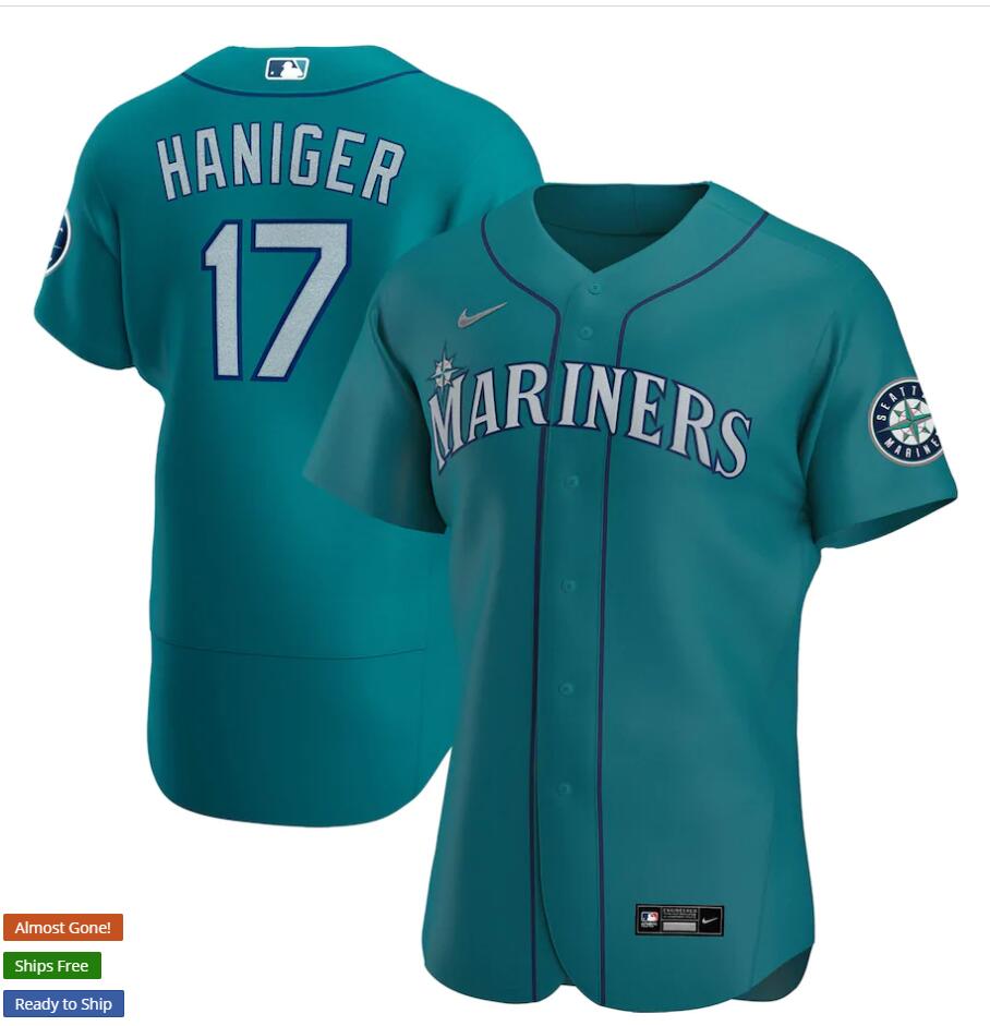 Men's Seattle Mariners #17 Mitch Haniger Nike Aqua Alternate FlexBase Player Jersey