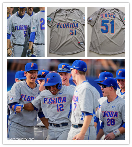 Men's Youth Florida Gators Custom Nike Grey two-Button Pullover College Baseball Jersey