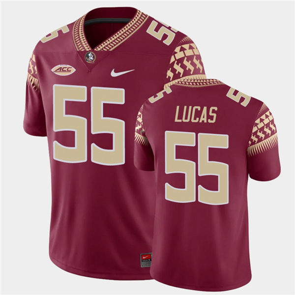 Men's Florida State Seminoles #55 Dontae Lucas Nike Garnet College Football Game Jersey